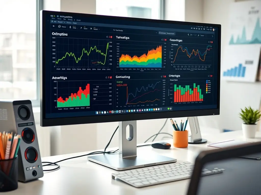 A dynamic image illustrating performance marketing, showing data charts, conversion funnels, and customer acquisition metrics in a digital context.
